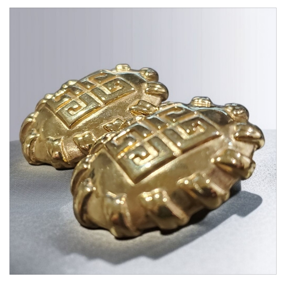 GIVENCHY Vintage 1980's Huge G Logo Clip-on Earrings New Old Stock - Picture 3 of 6